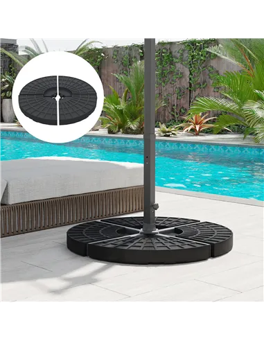 Outsunny 4 PCs 70KG Portable Round Parasol Base Umbrella Cross Stand Weights Holder Sand or Water Filled Outdoor Garden Patio