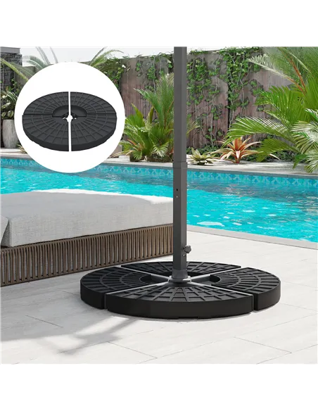 Outsunny 4 PCs 70KG Portable Round Parasol Base Umbrella Cross Stand Weights Holder Sand or Water Filled Outdoor Garden Patio