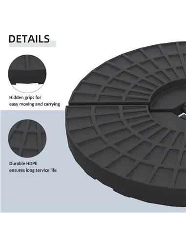 Outsunny 4 PCs 70KG Portable Round Parasol Base Umbrella Cross Stand Weights Holder Sand or Water Filled Outdoor Garden Patio