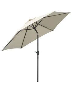 Outsunny2.6M Garden Parasol Umbrella with Tilt and Crank, Outdoor Sun Parasol Sunshade Shelter with Aluminium Frame, Cream White