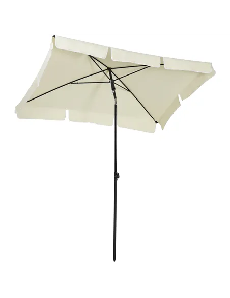 Outsunny 2 x 1.3m Garden Parasol Umbrella, Outdoor Market Table Umbrella with Ruffles & Aluminium Pole, Rectangular Tilting Para