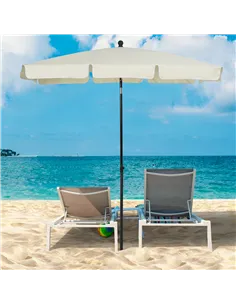 Outsunny 2 x 1.3m Garden Parasol Umbrella, Outdoor Market Table Umbrella with Ruffles & Aluminium Pole, Rectangular Tilting Para 2