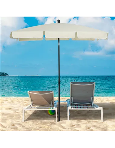 Outsunny 2 x 1.3m Garden Parasol Umbrella, Outdoor Market Table Umbrella with Ruffles & Aluminium Pole, Rectangular Tilting Para