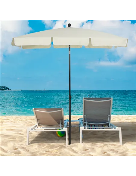 Outsunny 2 x 1.3m Garden Parasol Umbrella, Outdoor Market Table Umbrella with Ruffles & Aluminium Pole, Rectangular Tilting Para