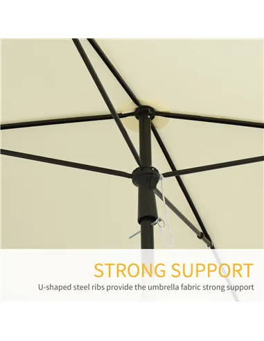 Outsunny 2 x 1.3m Garden Parasol Umbrella, Outdoor Market Table Umbrella with Ruffles & Aluminium Pole, Rectangular Tilting Para