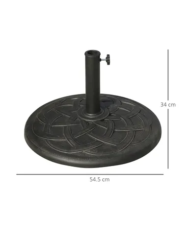 Outsunny 19KG Resin Umbrella Base Garden Parasol Base Stand Round Sun Shade Holder Suitable For Pole Between Φ38mm to Φ48mm