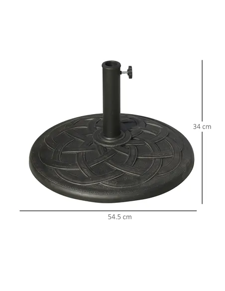 Outsunny 19KG Resin Umbrella Base Garden Parasol Base Stand Round Sun Shade Holder Suitable For Pole Between Φ38mm to Φ48mm