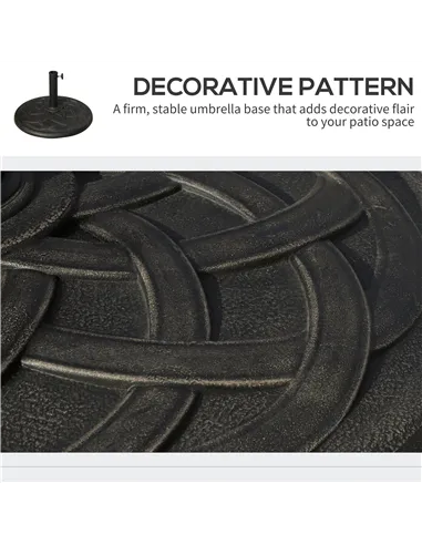 Outsunny 19KG Resin Umbrella Base Garden Parasol Base Stand Round Sun Shade Holder Suitable For Pole Between Φ38mm to Φ48mm