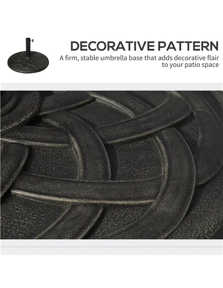 Outsunny 19KG Resin Umbrella Base Garden Parasol Base Stand Round Sun Shade Holder Suitable For Pole Between Φ38mm to Φ48mm