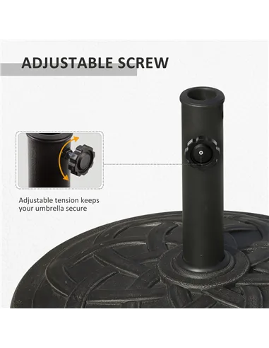 Outsunny 19KG Resin Umbrella Base Garden Parasol Base Stand Round Sun Shade Holder Suitable For Pole Between Φ38mm to Φ48mm