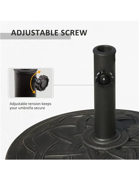 Outsunny 19KG Resin Umbrella Base Garden Parasol Base Stand Round Sun Shade Holder Suitable For Pole Between Φ38mm to Φ48mm