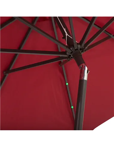 Outsunny Φ2.7m Garden 24 LED Light Parasol Solar Outdoor Tilt Sun Umbrella Patio Club Party Event Manual Sun Shade w/ Hand Crank