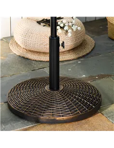 Outsunny 25 kg Plastic and Cement Rattan Pattern Parasol Base - Antique Bronze 2