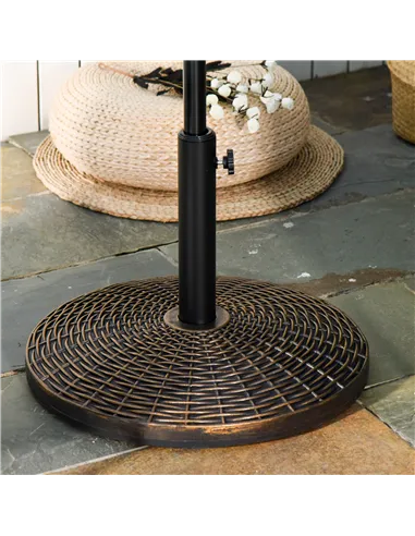 Outsunny 25 kg Plastic and Cement Rattan Pattern Parasol Base - Antique Bronze