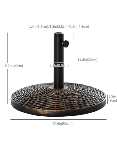 Outsunny 25 kg Plastic and Cement Rattan Pattern Parasol Base - Antique Bronze