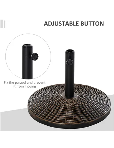 Outsunny 25 kg Plastic and Cement Rattan Pattern Parasol Base - Antique Bronze