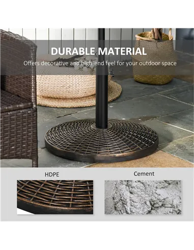 Outsunny 25 kg Plastic and Cement Rattan Pattern Parasol Base - Antique Bronze