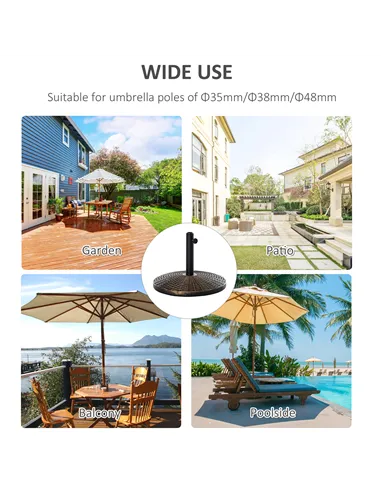 Outsunny 25 kg Plastic and Cement Rattan Pattern Parasol Base - Antique Bronze