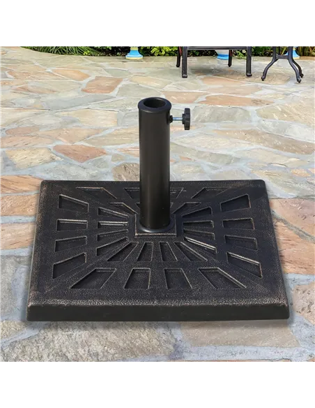 Outsunny 15kg Resin Durable Patterned Colophony Garden Patio Square Umbrella Stand Base Stand Bronze