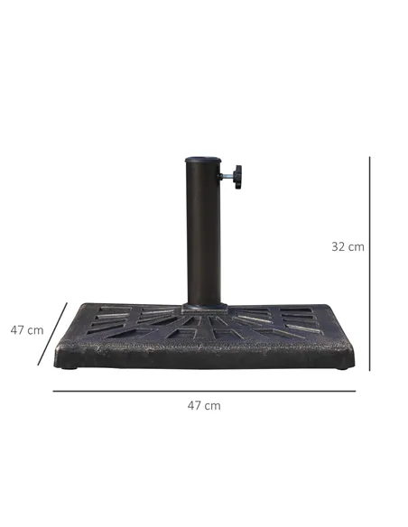 Outsunny 15kg Resin Durable Patterned Colophony Garden Patio Square Umbrella Stand Base Stand Bronze