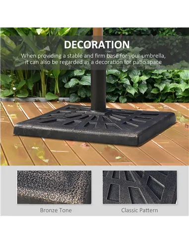Outsunny 15kg Resin Durable Patterned Colophony Garden Patio Square Umbrella Stand Base Stand Bronze