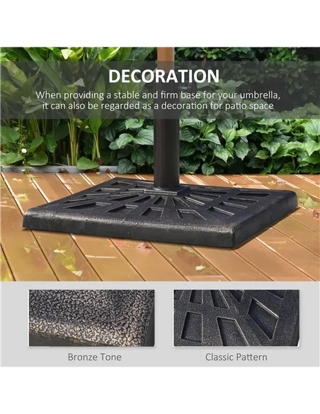 Outsunny 15kg Resin Durable Patterned Colophony Garden Patio Square Umbrella Stand Base Stand Bronze