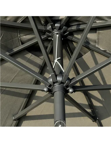 Outsunny 2.7m Patio Garden Umbrella Outdoor Parasol with Tilt Crank and 24 LEDs Lights (Grey)