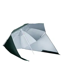 Outsunny 2m UV Protection Fishing Beach Umbrella Brolly Shelter w/ Side Panel Tent Green