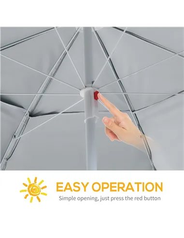 Outsunny 2m UV Protection Fishing Beach Umbrella Brolly Shelter w/ Side Panel Tent Green