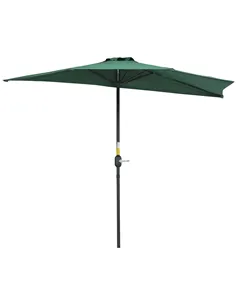 Outsunny 2.7m Garden Half Parasol, Outdoor Balcony Umbrella with 5 Steel Ribs, Patio Sun Shade, Green