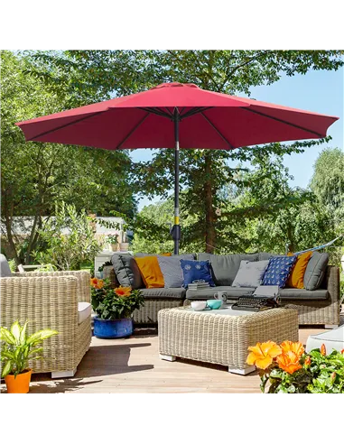 Outsunny 3(m) Tilting Parasol Garden Umbrellas, Outdoor Sun Shade with 8 Ribs, Tilt and Crank Handle for Balcony, Bench, Garden,