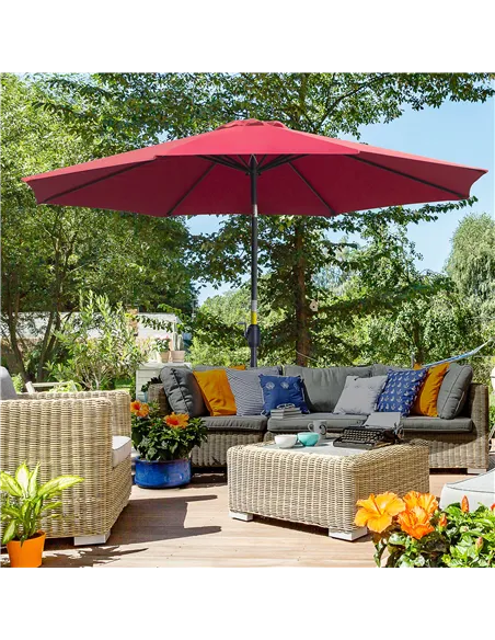 Outsunny 3(m) Tilting Parasol Garden Umbrellas, Outdoor Sun Shade with 8 Ribs, Tilt and Crank Handle for Balcony, Bench, Garden,