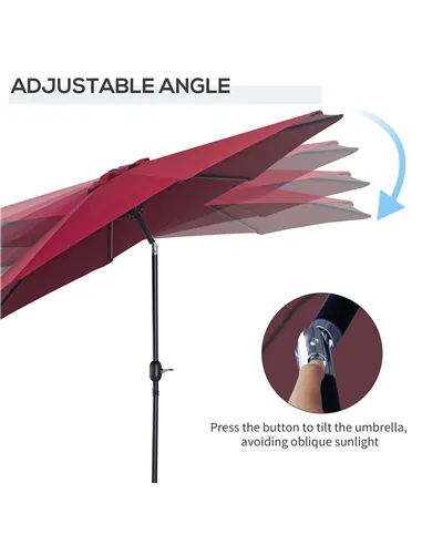 Outsunny 3(m) Tilting Parasol Garden Umbrellas, Outdoor Sun Shade with 8 Ribs, Tilt and Crank Handle for Balcony, Bench, Garden,