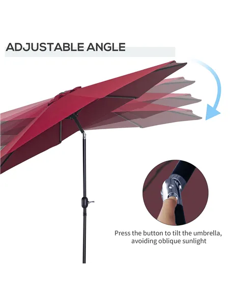 Outsunny 3(m) Tilting Parasol Garden Umbrellas, Outdoor Sun Shade with 8 Ribs, Tilt and Crank Handle for Balcony, Bench, Garden,