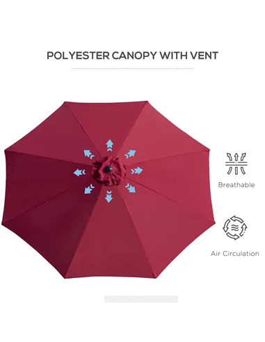Outsunny 3(m) Tilting Parasol Garden Umbrellas, Outdoor Sun Shade with 8 Ribs, Tilt and Crank Handle for Balcony, Bench, Garden,