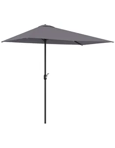 Outsunny Balcony Half Parasol Semi Round Umbrella Patio Crank Handle (2.3 m, Grey)- NO BASE INCLUDED