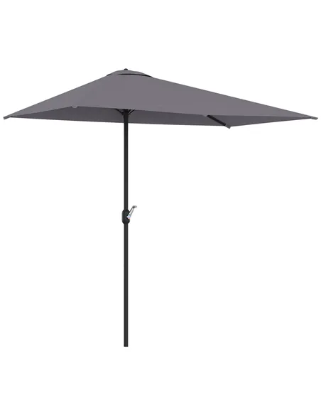 Outsunny Balcony Half Parasol Semi Round Umbrella Patio Crank Handle (2.3 m, Grey)- NO BASE INCLUDED