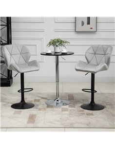 HOMCOM Adjustable Bar Stools Set of 2, Armless Upholstered Swivel Counter Chairs, Barstools with Back, Footrest, Light Grey 2