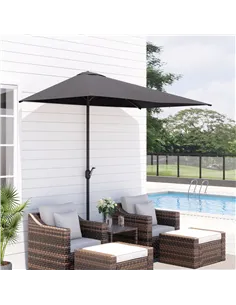Outsunny Balcony Half Parasol Semi Round Umbrella Patio Crank Handle (2.3 m, Grey)- NO BASE INCLUDED 2