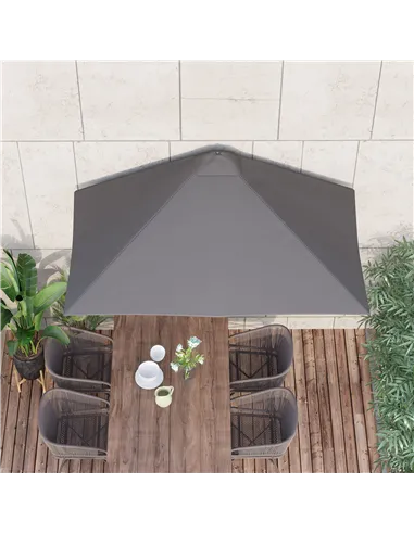 Outsunny Balcony Half Parasol Semi Round Umbrella Patio Crank Handle (2.3 m, Grey)- NO BASE INCLUDED