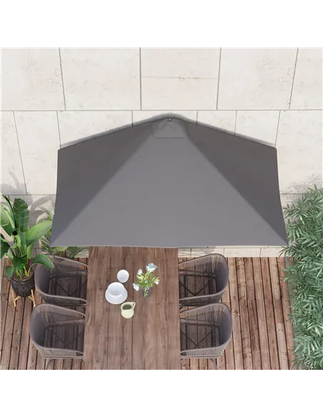 Outsunny Balcony Half Parasol Semi Round Umbrella Patio Crank Handle (2.3 m, Grey)- NO BASE INCLUDED