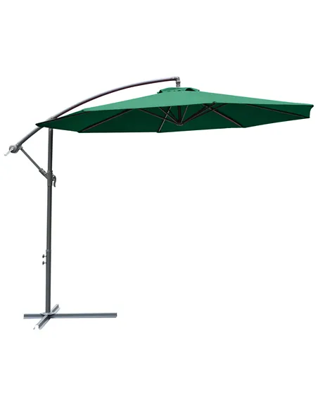 Outsunny 3m Banana Hanging Parasol Umbrella Green
