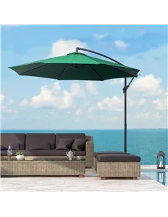 Outsunny 3m Banana Hanging Parasol Umbrella Green 2