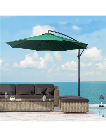 Outsunny 3m Banana Hanging Parasol Umbrella Green