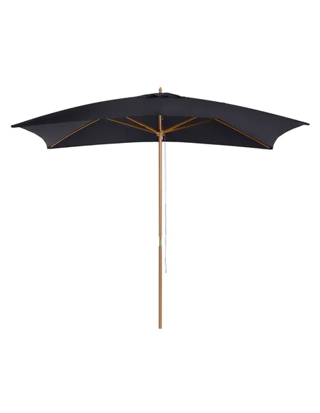 Outsunny 2 x 3m Wooden Garden Parasol Umbrella Outdoor Sun Shade Canopy, Black