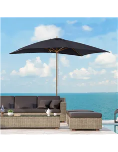 Outsunny 2 x 3m Wooden Garden Parasol Umbrella Outdoor Sun Shade Canopy, Black 2
