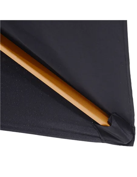 Outsunny 2 x 3m Wooden Garden Parasol Umbrella Outdoor Sun Shade Canopy, Black