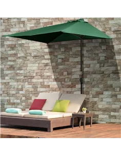 Outsunny Balcony Half Parasol Semi Round Umbrella Patio Crank Handle (2.3 m, Green)- NO BASE INCLUDED 2