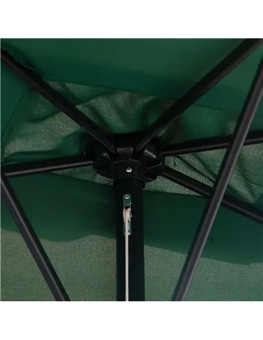 Outsunny Balcony Half Parasol Semi Round Umbrella Patio Crank Handle (2.3 m, Green)- NO BASE INCLUDED
