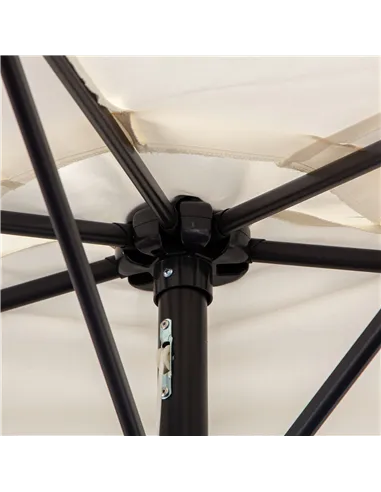 Outsunny 3(m) Half Parasol, Semi Round Umbrella with Metal Frame, Crank Handle for Balcony, Garden, Cream White